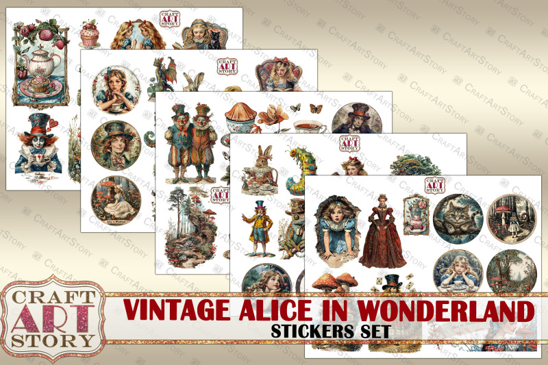 vintage-alice-wonderland-stickers-set-fussy-cuts-scrapbook