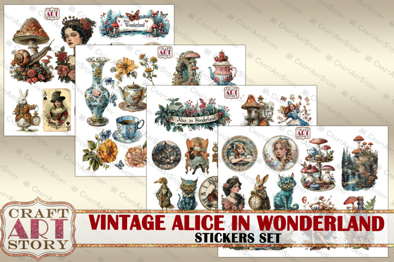 vintage-alice-wonderland-stickers-set-fussy-cuts-scrapbook