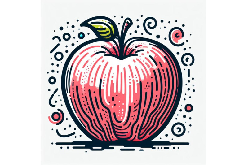 12-apple-fruit-isolated-in-line-set