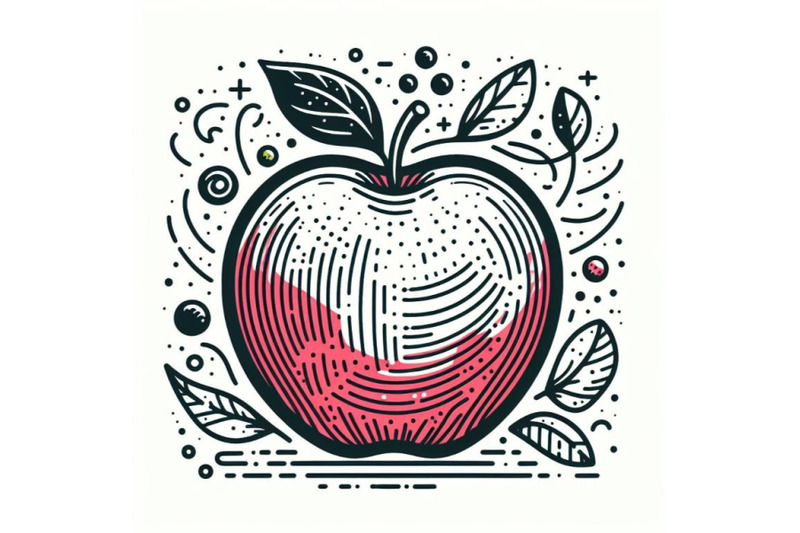 12-apple-fruit-isolated-in-line-set