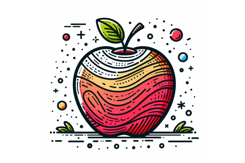 12-apple-fruit-isolated-in-line-set