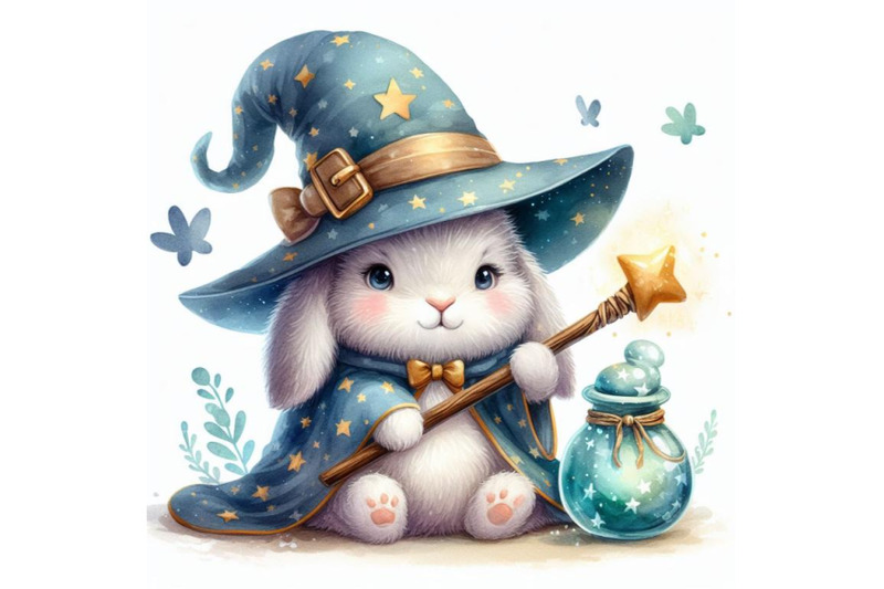 12-rabbit-wizard-digital-watercoset