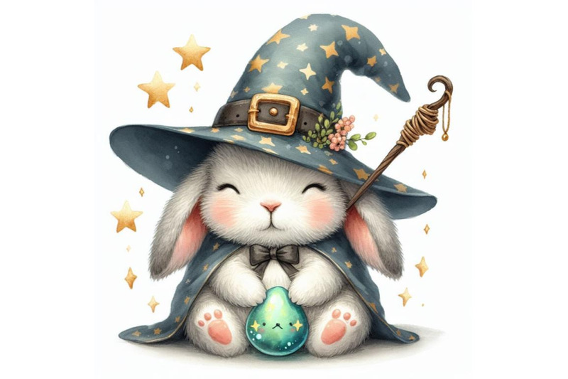 12-rabbit-wizard-digital-watercoset