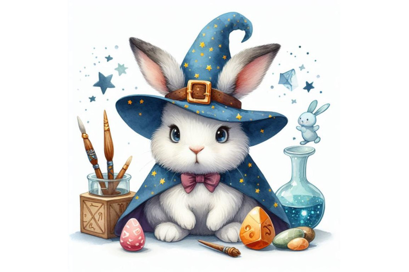 12-rabbit-wizard-digital-watercoset