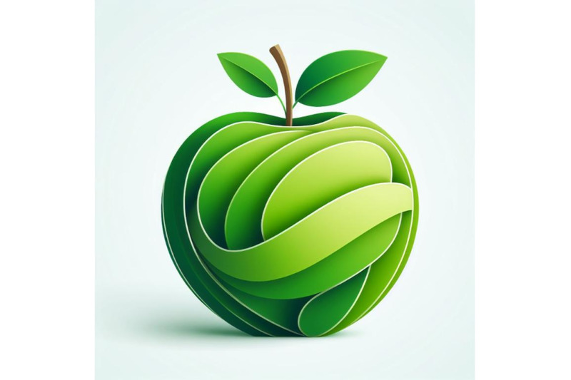 12-vector-paper-cut-green-apple-set