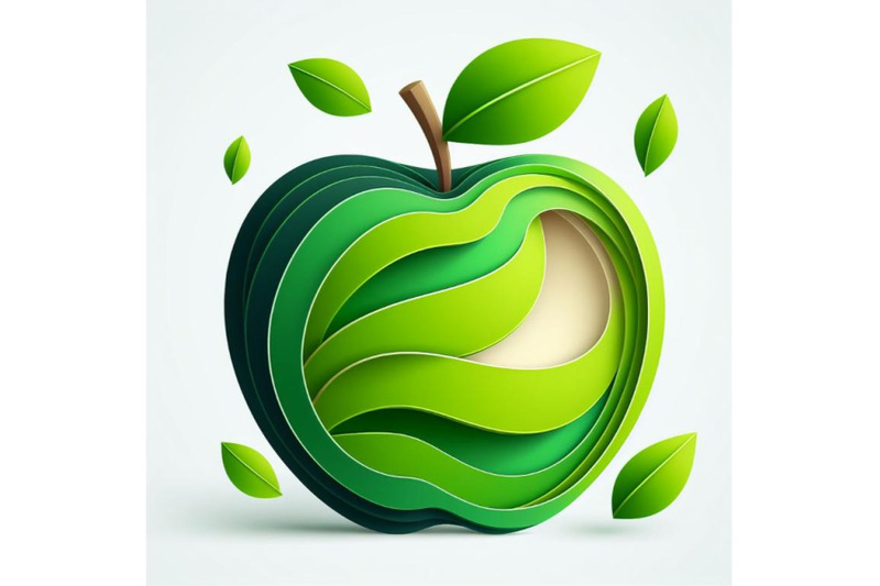 12-vector-paper-cut-green-apple-set