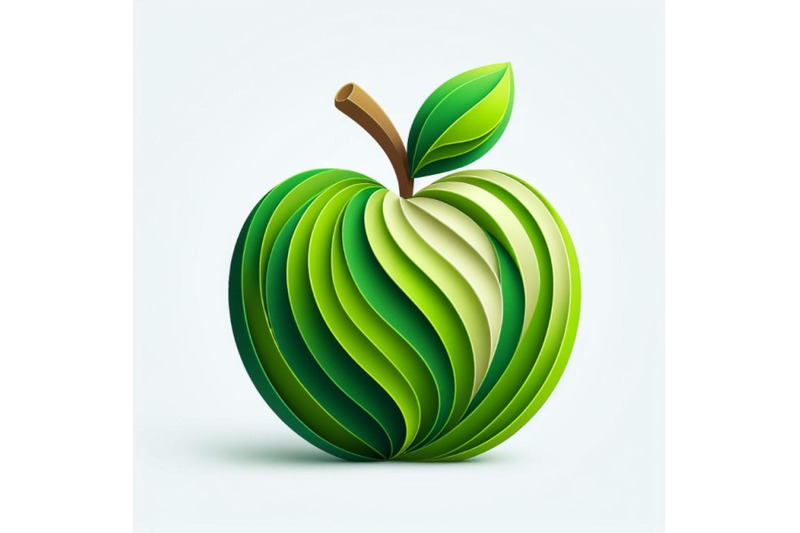 12-vector-paper-cut-green-apple-set