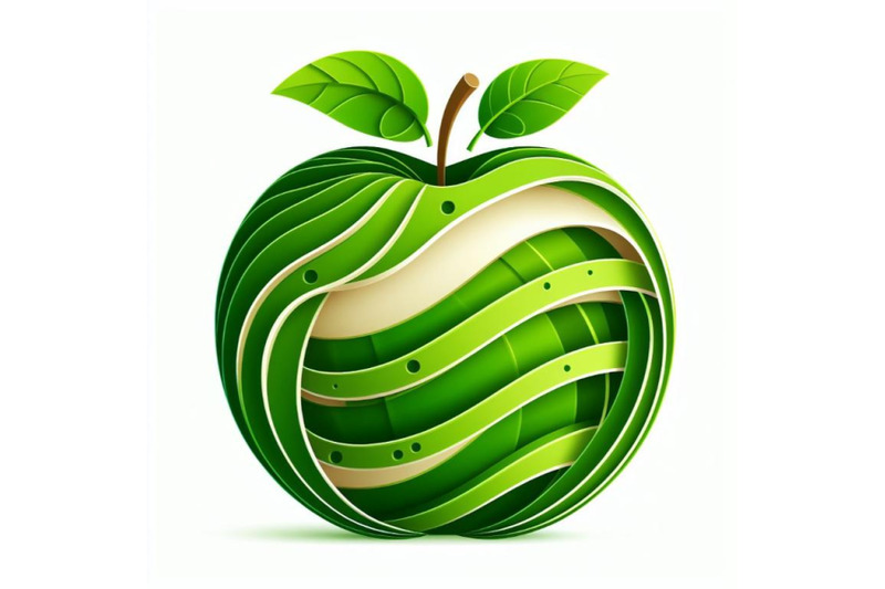 12-vector-paper-cut-green-apple-set