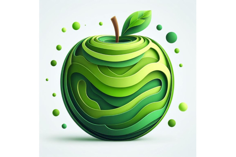 12-vector-paper-cut-green-apple-set