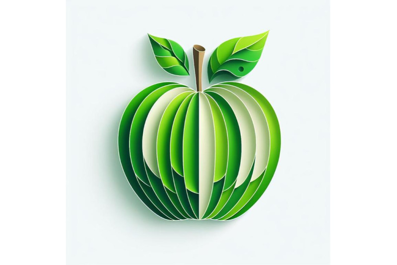 12-vector-paper-cut-green-apple-set