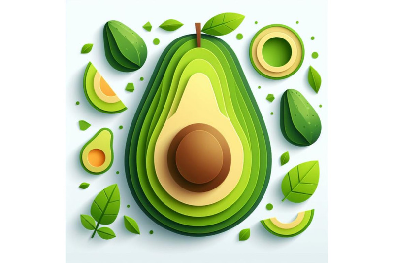 12-vector-paper-cut-green-avocadset