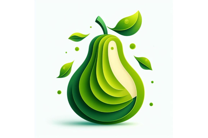 12-vector-paper-cut-green-pear-fset