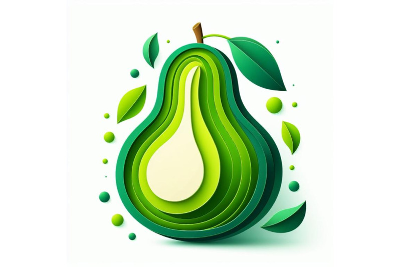 12-vector-paper-cut-green-pear-fset