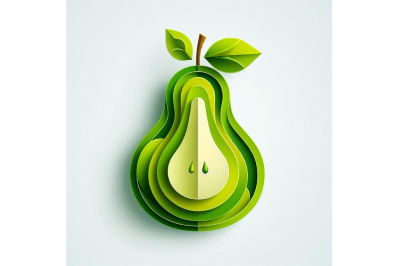 12-vector-paper-cut-green-pear-fset