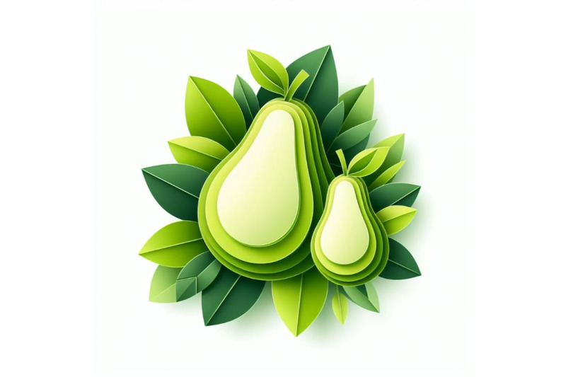 12-vector-paper-cut-green-pear-fset