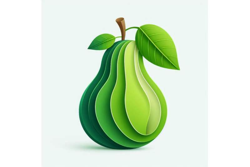 12-vector-paper-cut-green-pear-fset