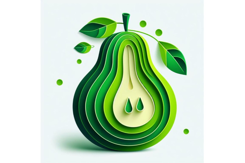 12-vector-paper-cut-green-pear-fset