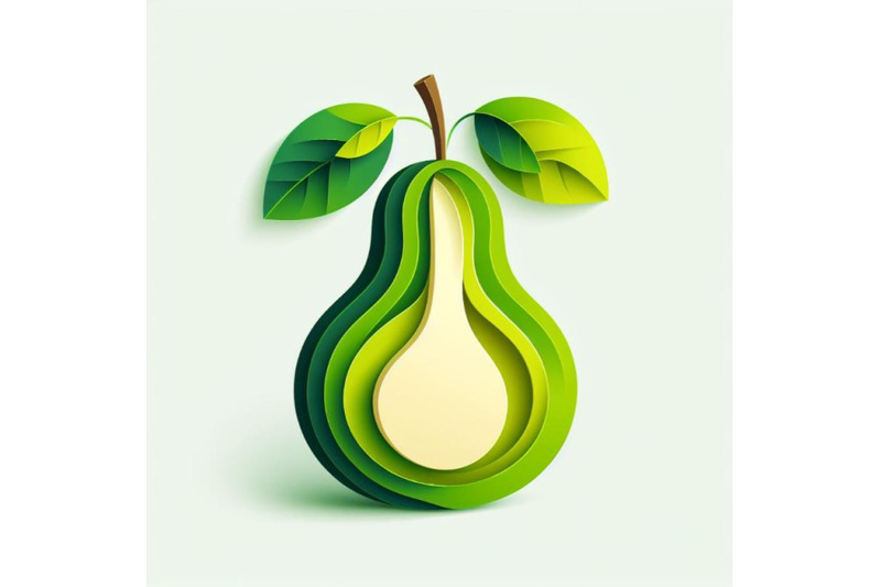 12-vector-paper-cut-green-pear-fset