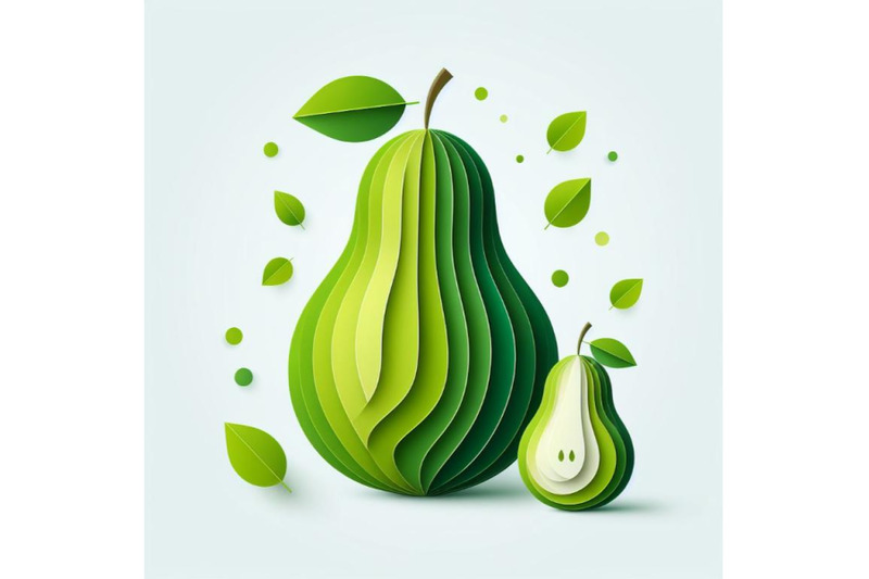 12-vector-paper-cut-green-pear-fset