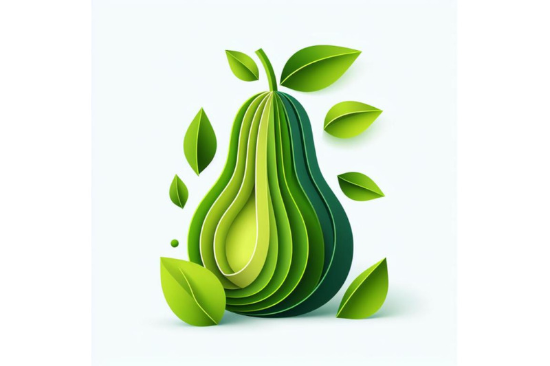 12-vector-paper-cut-green-pear-fset