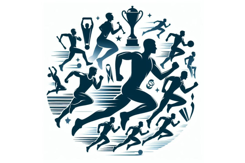 12-running-athletes-vector-symbol-set