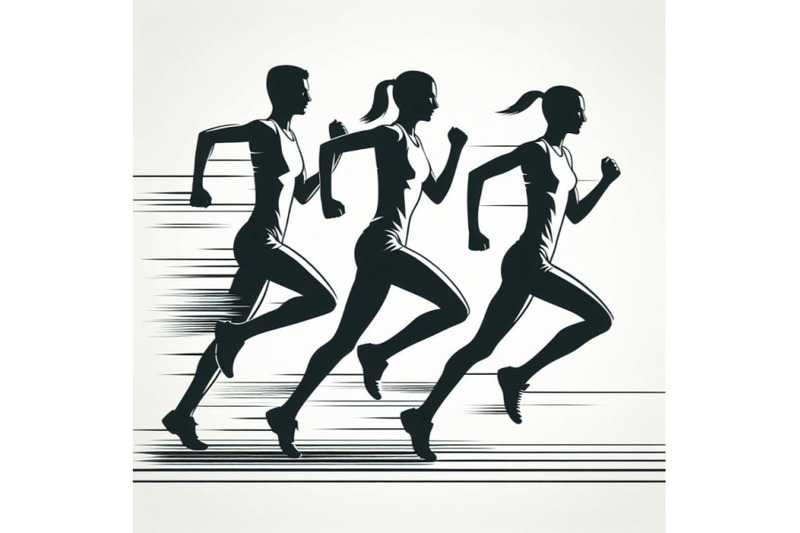 12-running-athletes-vector-symbol-set