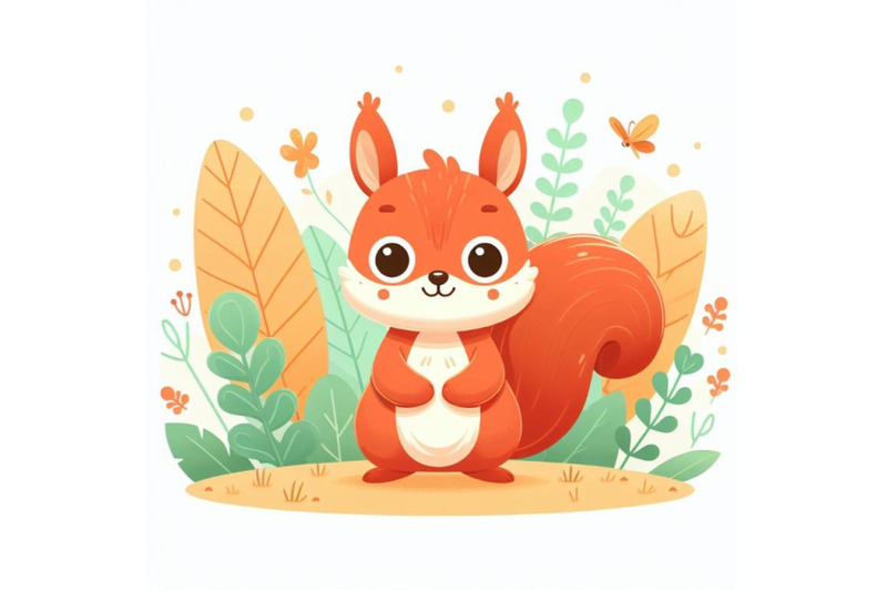 12-cute-cartoon-squirrel-in-flatset