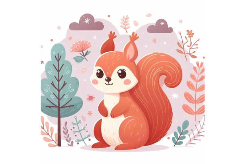 12-cute-cartoon-squirrel-in-flatset