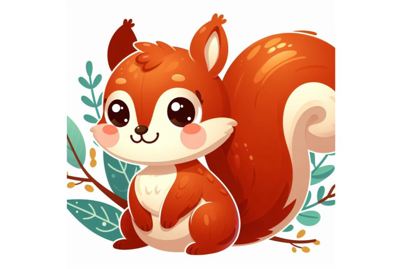 12-cute-cartoon-squirrel-in-flatset