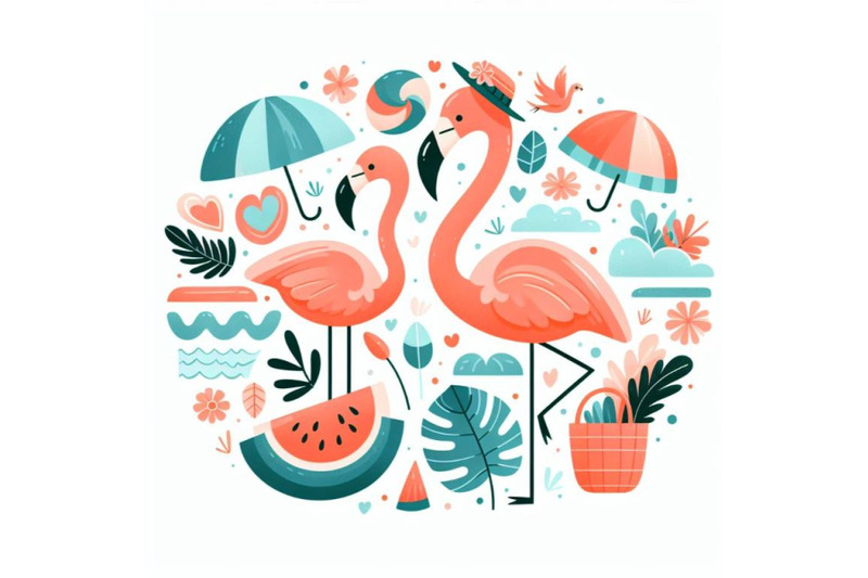 12-cartoon-flat-cute-flamingo-biset