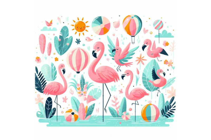 12-cartoon-flat-cute-flamingo-biset