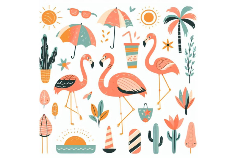 12-cartoon-flat-cute-flamingo-biset