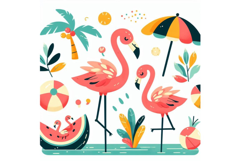 12-cartoon-flat-cute-flamingo-biset