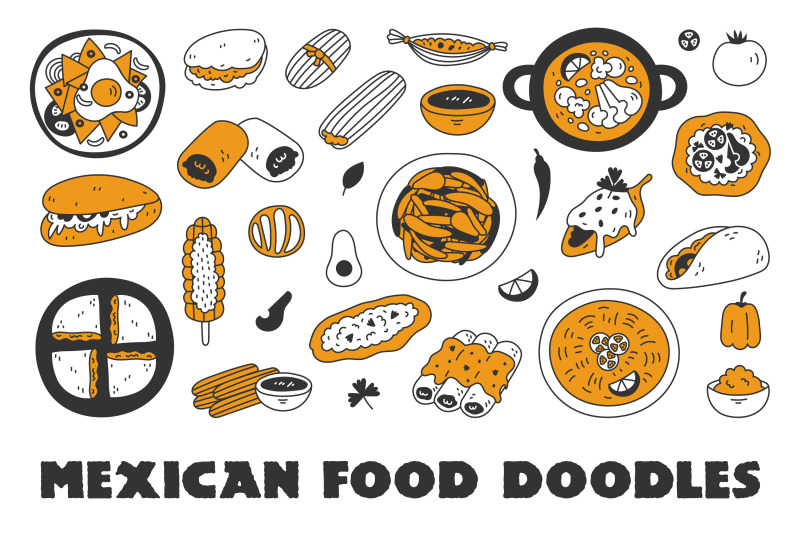 mexican-food-doodles-png-clipart-eps