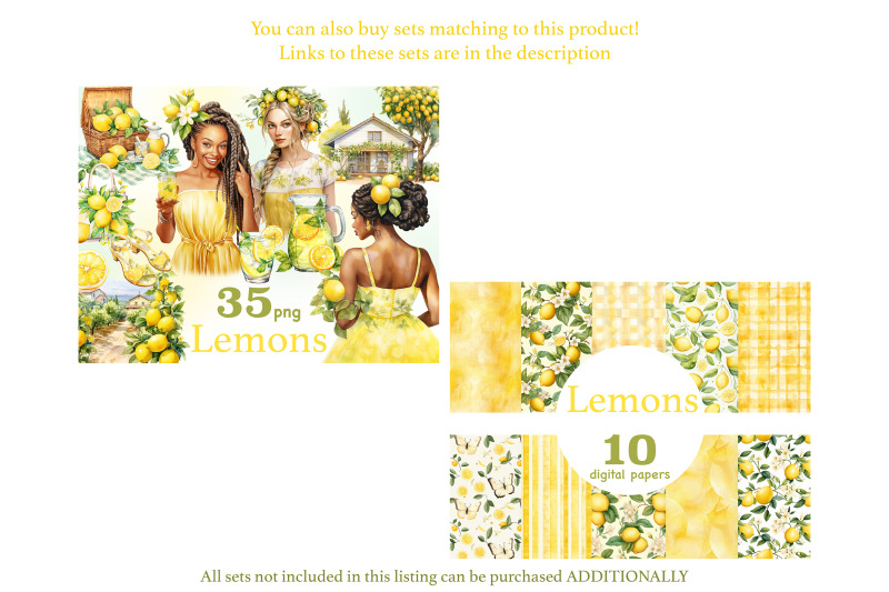 lemon-digital-paper-citrus-pattern-bundle