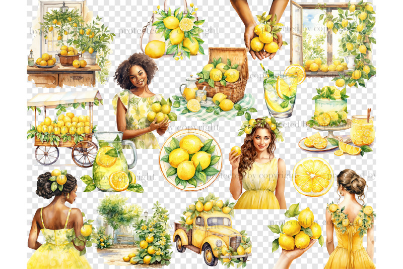 lemon-clipart-bundle-citrus-illustration-png-set