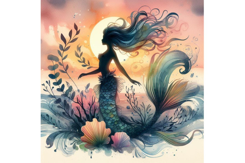 watercolor-mermaid-silhouette