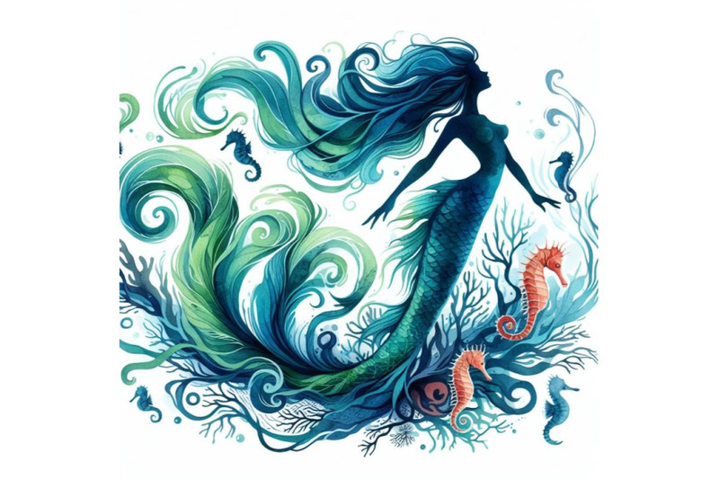 watercolor-mermaid-silhouette