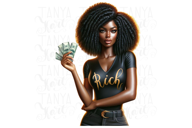rich-girl-black-sublimation-design-for-planner-stickers-afro-girl-bos