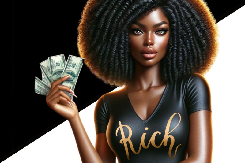 rich-girl-black-sublimation-design-for-planner-stickers-afro-girl-bos