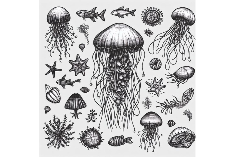 12-hand-drawn-vector-jellyfishset