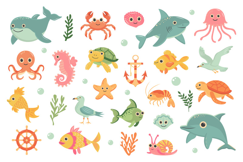 cute-sea-animals-set
