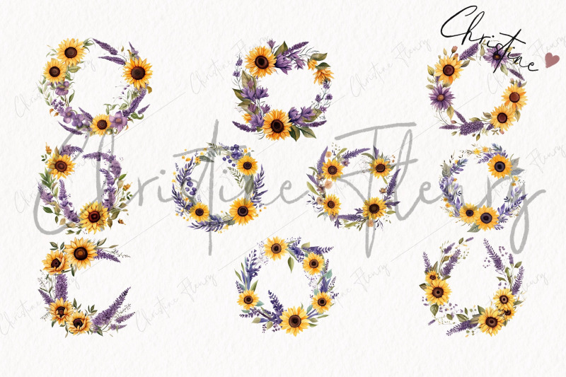 lavender-amp-sunflower-wreath-clipart