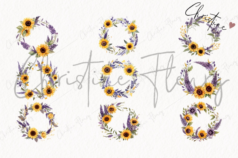 lavender-amp-sunflower-wreath-clipart