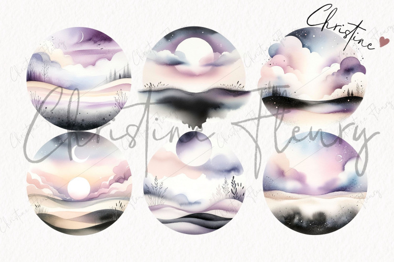 watercolor-purple-night-scene-clipart