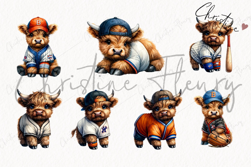 watercolor-baseball-highland-cow-clipart