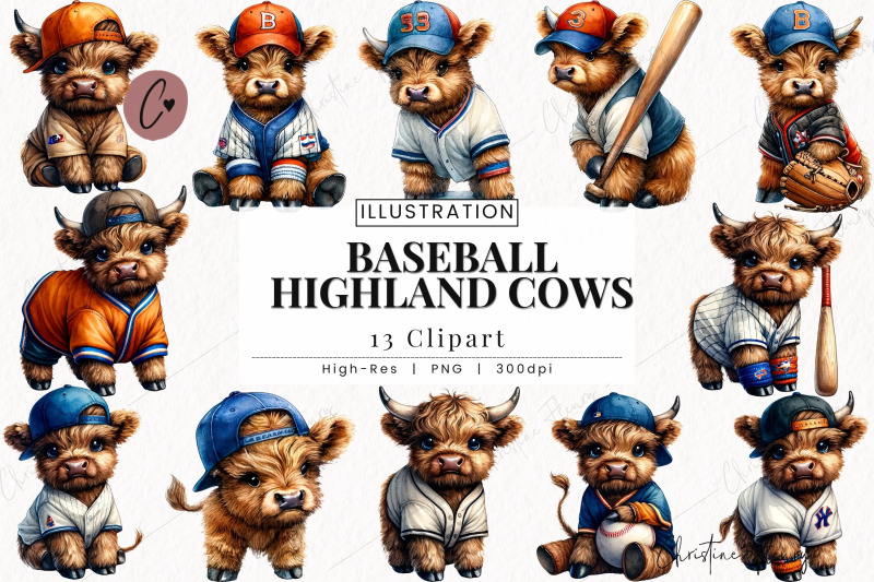 watercolor-baseball-highland-cow-clipart