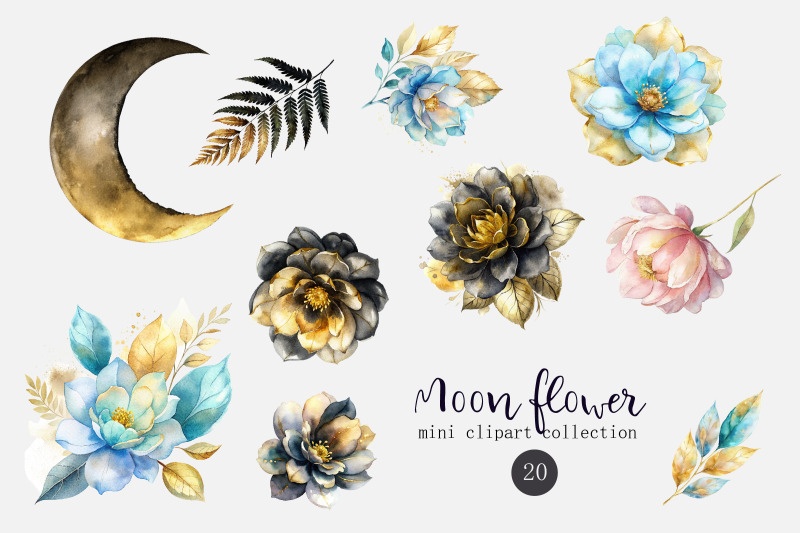 flower-moon-watercolor-clipart-set