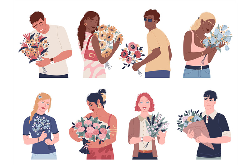 people-holding-flower-bouquets-cartoon-characters-with-beautiful-flow