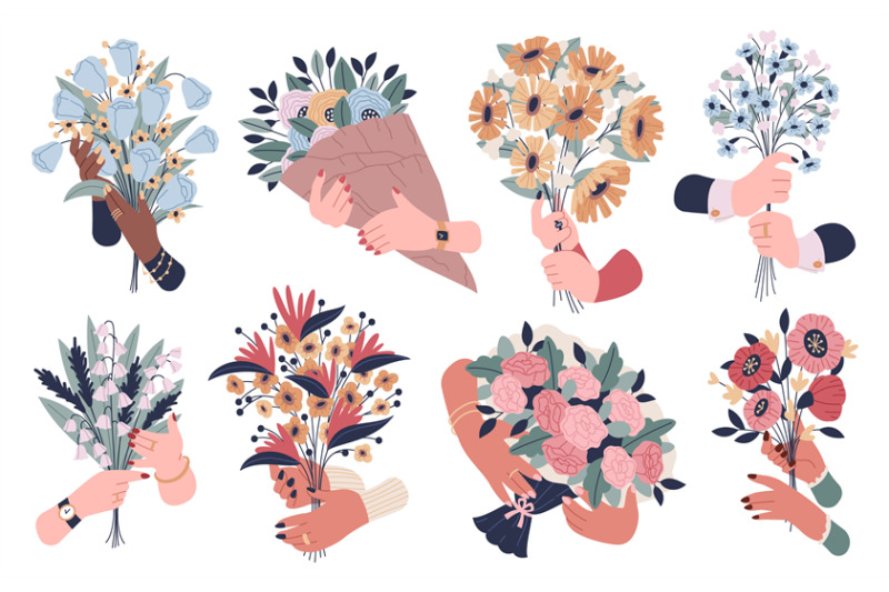 hands-holding-flowers-blooming-bunches-compositions-female-arms-lov